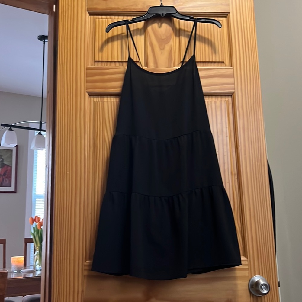Black tiered dress with lace up back size L